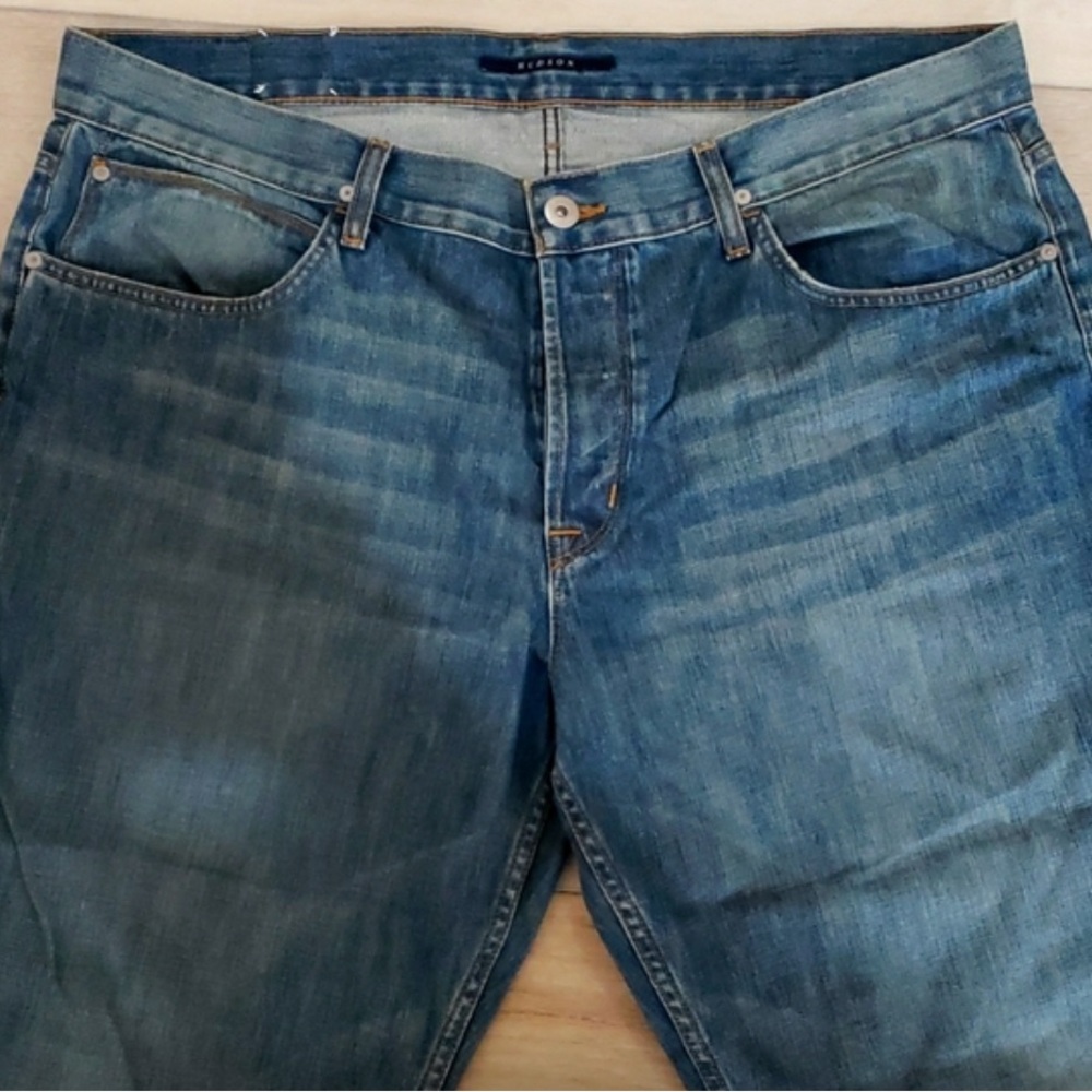 Hudson Straight Button Fly Medium Wash Men's Blue Denim Jeans 40/29